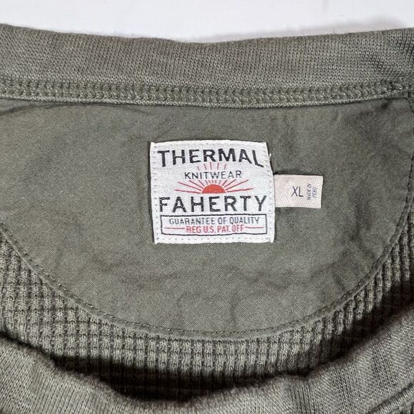 Faherty Thermal Knitwear Long Sleeve Green Shirt Men's Size XL - Picture 6 of 7
